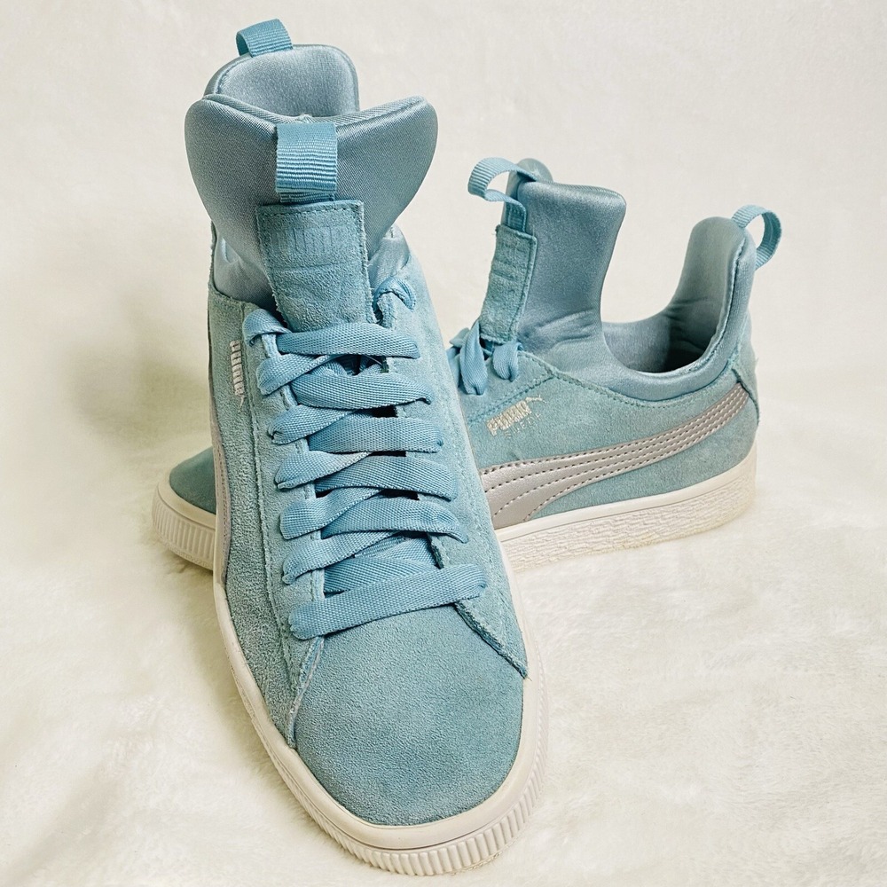 Puma Fierce Suede Basketball High Top Shoes Teal Women's  5.5c Y2K Athleasure - Picture 8 of 10